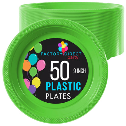 Exquisite Lime Green Plastic Plates Disposable 9" Plastic Dinner Plates 50 Pcs Lime Green Disposable Plates Plastic Plates For Party Plates Disposable Heavy Duty 350 GSM Lime Green Plates For Party