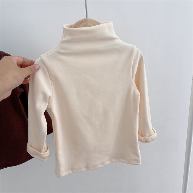 Boys' Turtleneck Fleece T-Shirts for Autumn & Winter