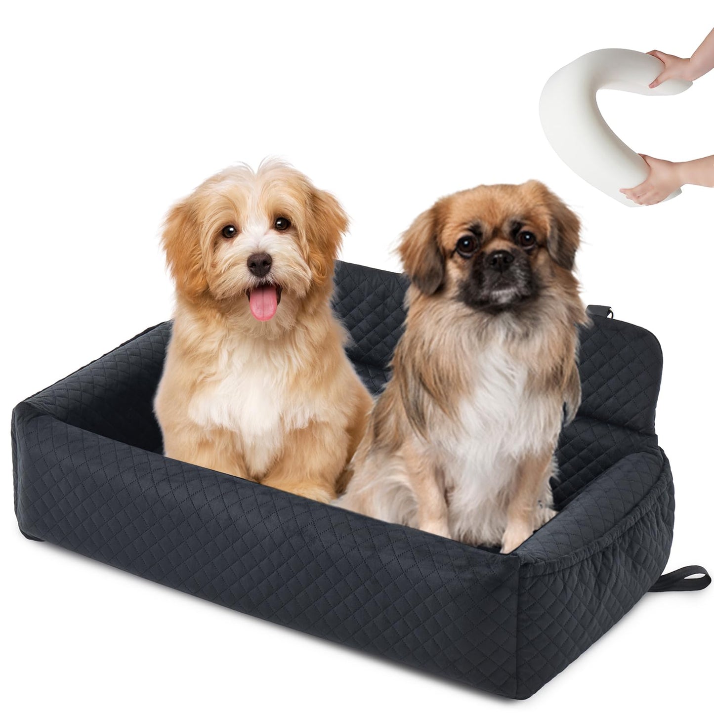 Dog Car Seat for Medium Large Dog or 2 Small DogsPet Booster Car Seat for Dogs Travel Safety Bed Detachable WashableNon-Slip Soft Warm Big Dog Booster Car Seats for Backseat (Black 90cm)…