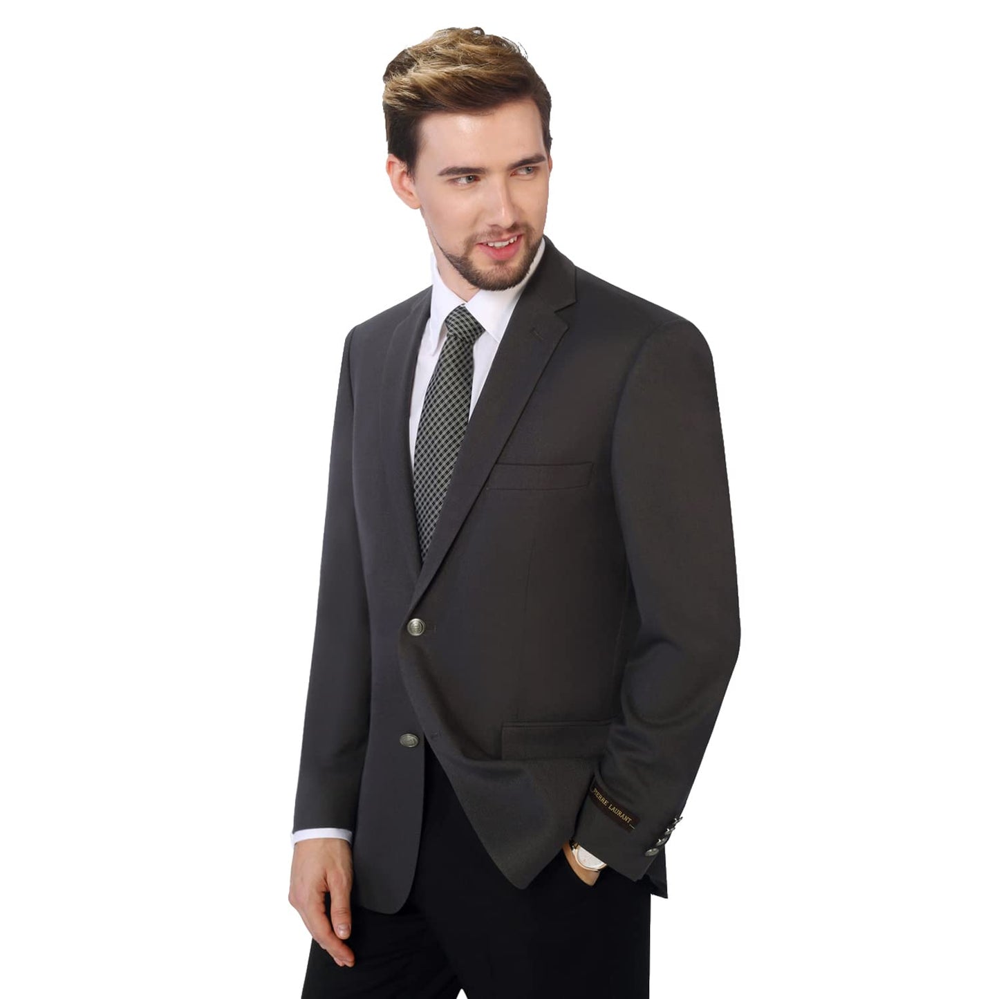 P&L Mens Suit Blazer Jacket Two Button Stretch Sports Coats Grey