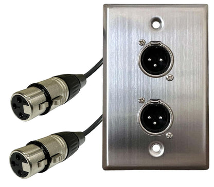 DIYTECH XLR Wall Plate Solderless XLR Wall Plate XLR Wall Plate No Solder Audio Wall Plate XLR Wall Plate for Pro Audio Installation (Male to Female 2-Port)