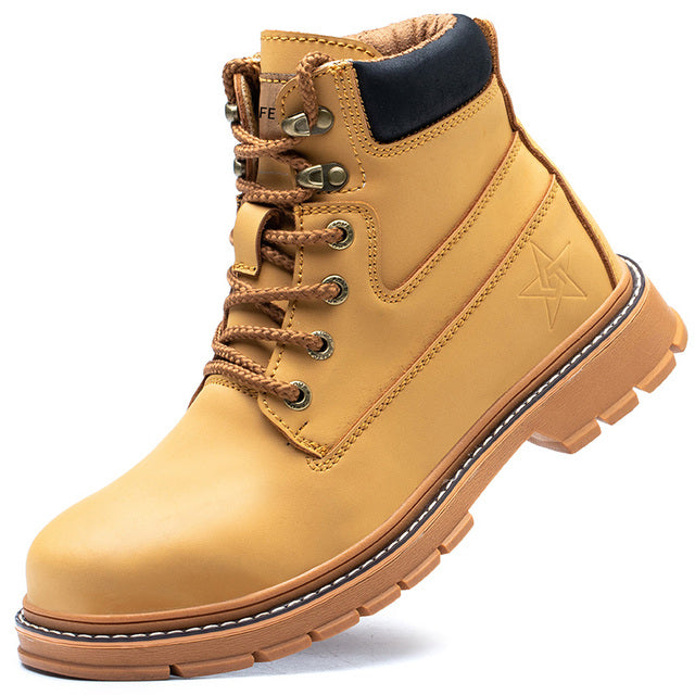Men's Waterproof Steel-Toe Winter Plush Safety Boots