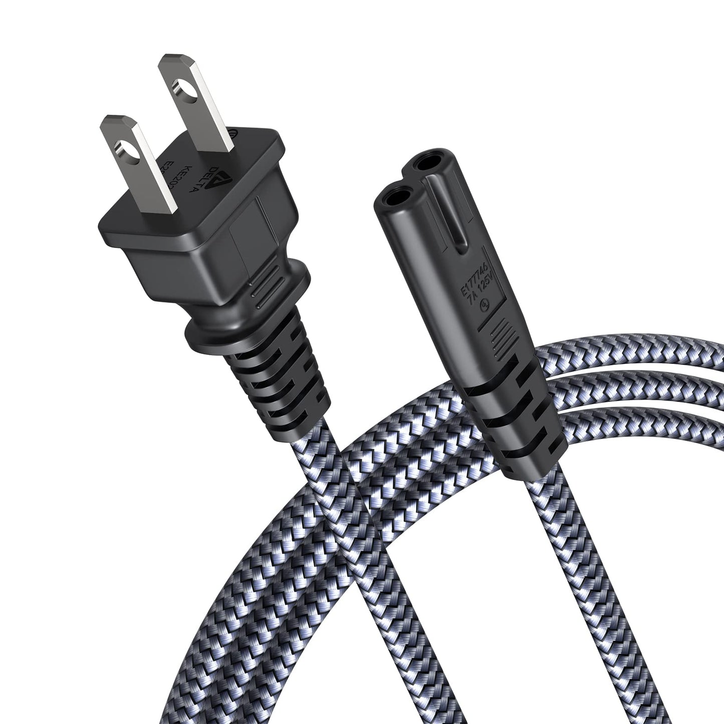 Power Cord Goalfish 2 Prong Power Cable 7A 125V 18AWG TV Power Cord Replacement for Playstation PS3 PS4 PS5 Game Console Speaker Monitor HDTV 4K TV Printer DV camera (3FT/1M)