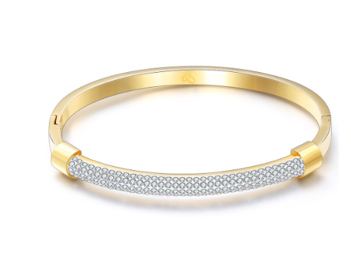 18K Electroplated Titanium Steel Bracelet with Diamonds