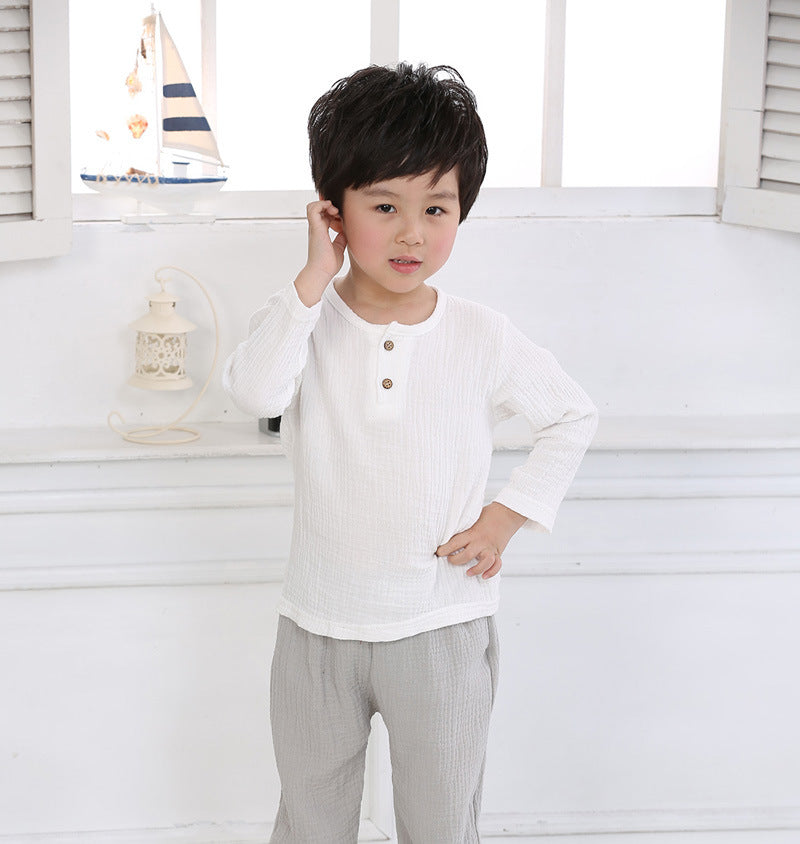 Boys' Short-Sleeve Cotton Linen T-Shirts for Kids