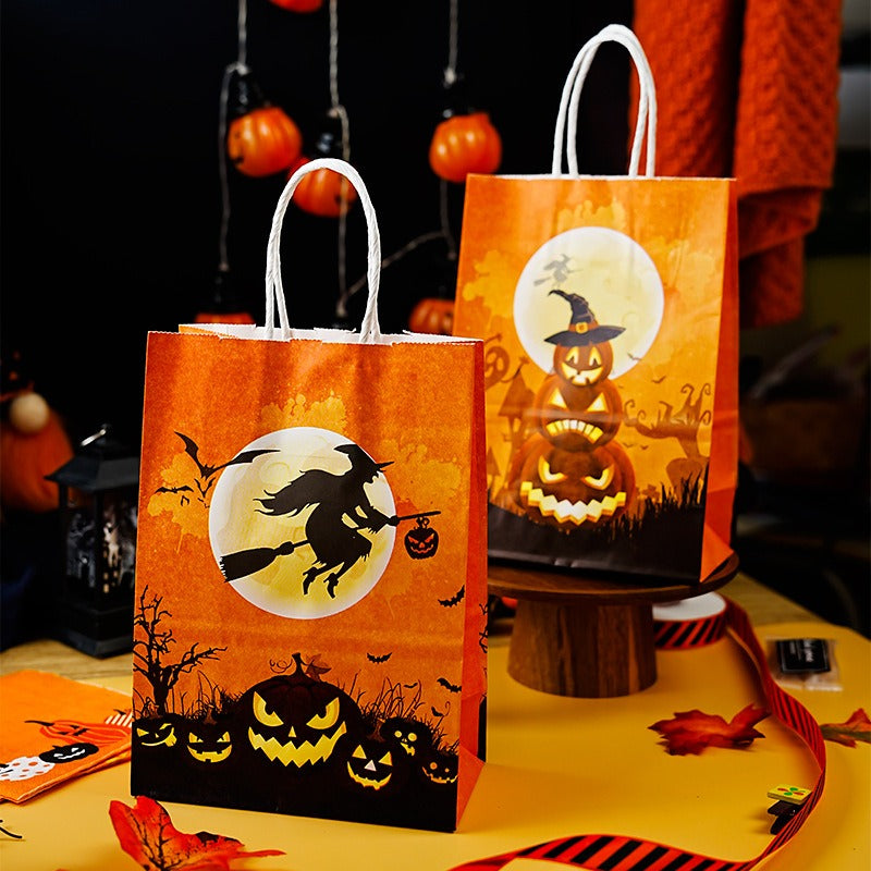 4pcs Pumpkin Candy Tote Bags for Holiday Parties