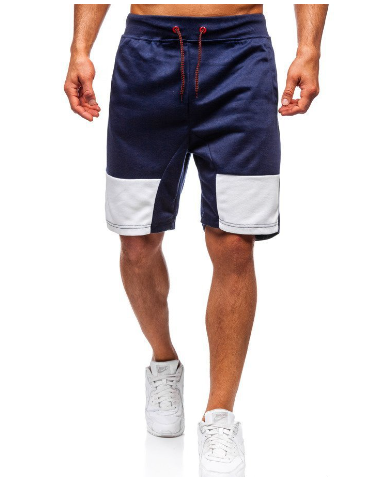 Fashion Stitching Drawstring Athletic Shorts