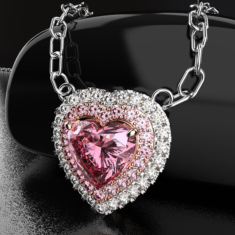 Fashion Minimalist Heart-Shaped Necklace with Diamonds