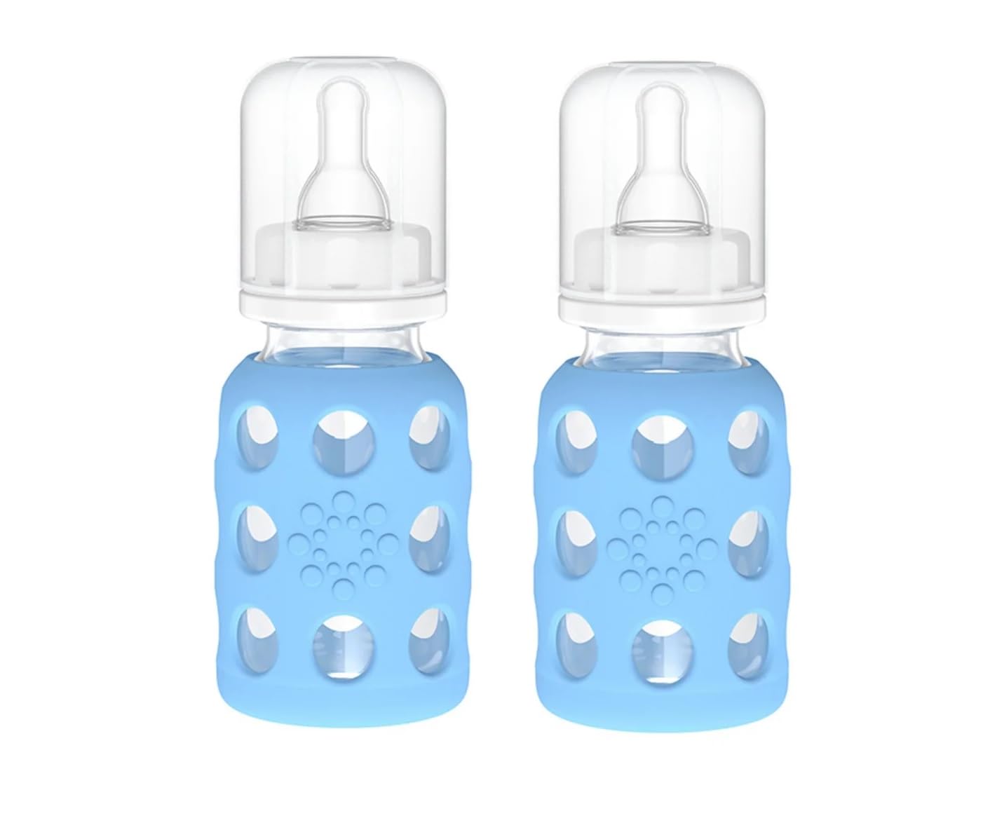 Lifefactory Glass Baby Bottles with Silicone Protection - 2-Pack 4 oz Bottles Sky Blue