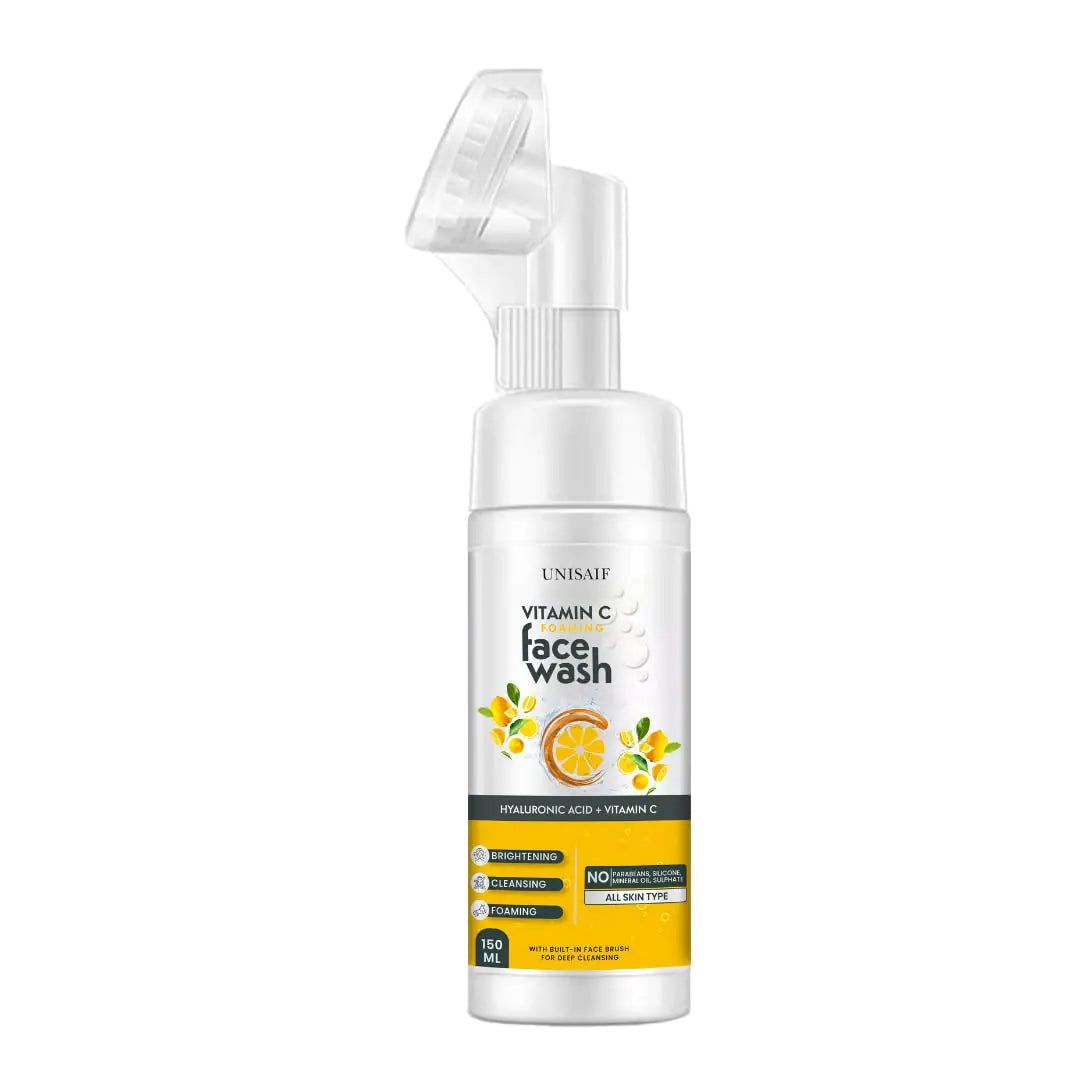Unisaif Vitamin C Foaming Face Wash – Natural Facewash Deep Cleansing Hydrating and Exfoliating Face Wash Revitalize and Brighten Your Skin with Vitamin C Facial Cleanser 150ml