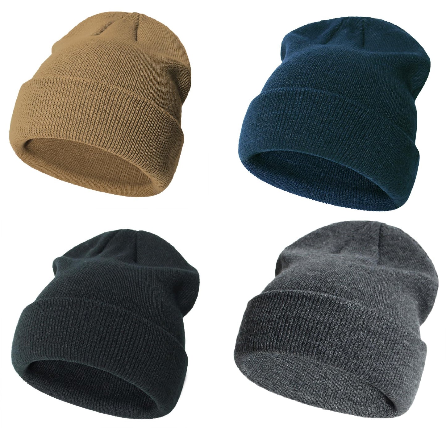 Urban Virgin 4 Packs Toddler Girls Winter Hats Infant Boys Beanie Soft Baby Caps Beanies Kids Knit Winter Hats 4Packs A-Navygrey S(3Months-2T)