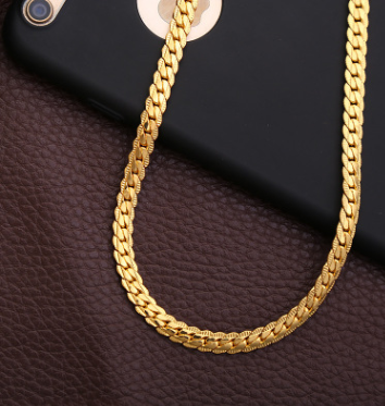 Personalized Men's 5MM Side 18K Gold Necklace