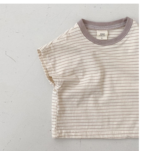 Korean Style Baby Casual Striped Short-Sleeve T-Shirt
