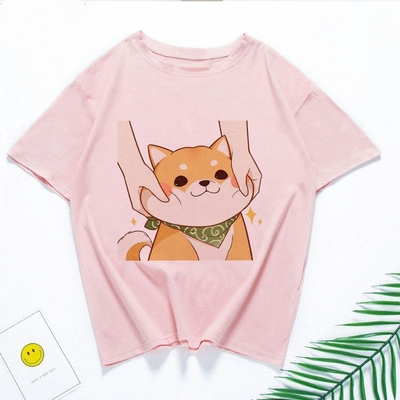 Cute Shiba Inu Couple T-Shirts for Students (Unisex)
