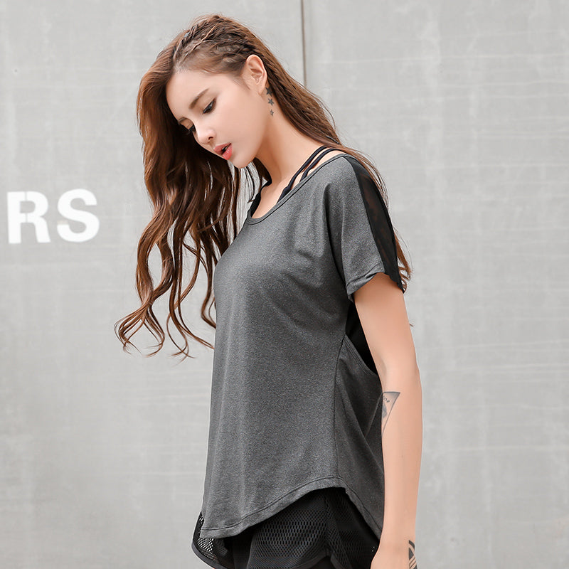 Summer Women's Mesh Patchwork Fitness Running T-shirts