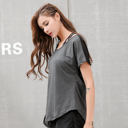 Summer Women's Mesh Patchwork Fitness Running T-shirts