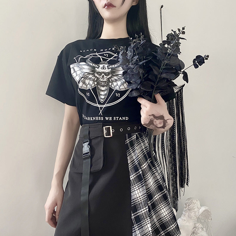 Gothic Couple T-Shirts with Demon Letter Print