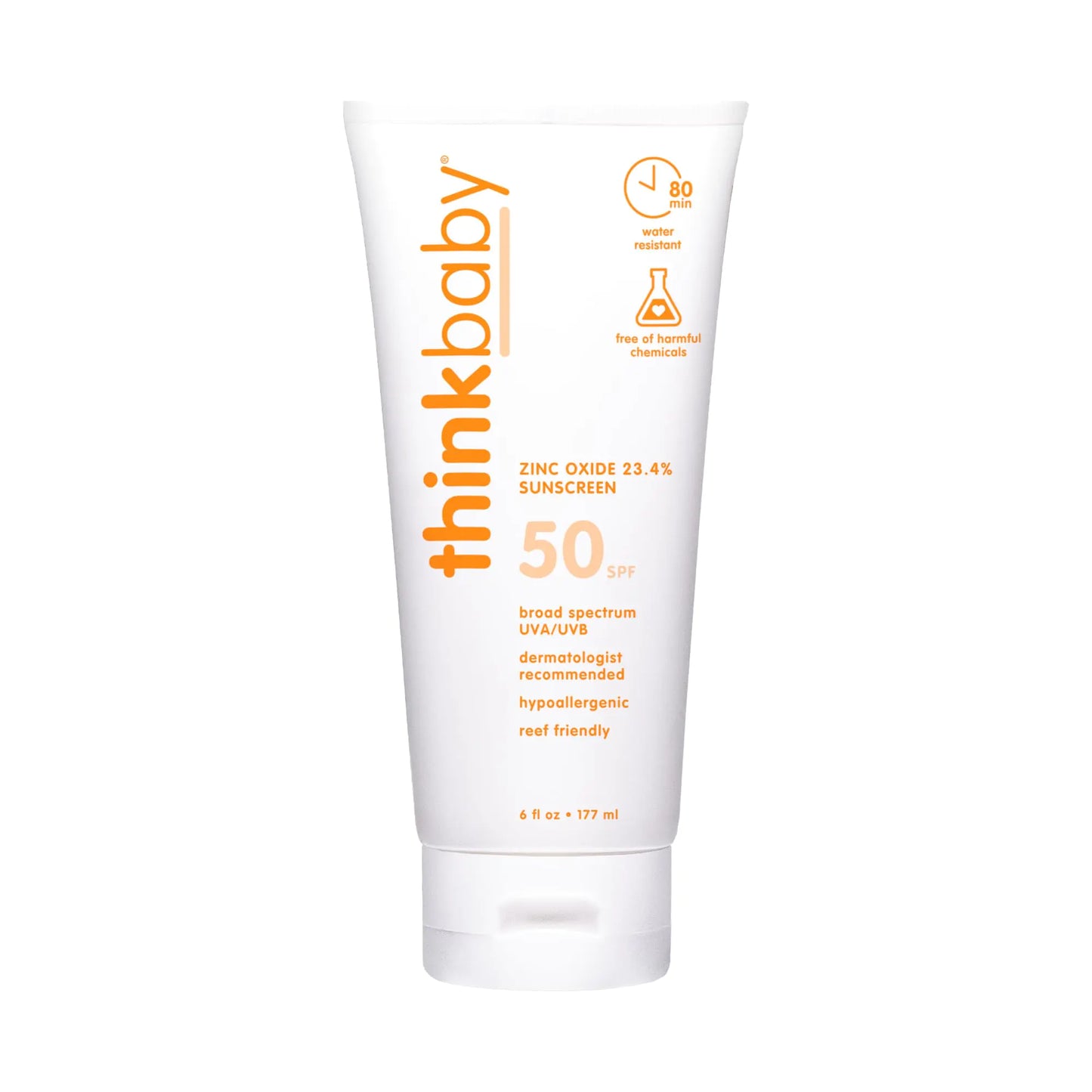 Baby Sunscreen Natural Sunblock from Thinkbaby Safe Water Resistant Sunscreen - SPF 50+ (6 ounce)