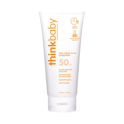 Baby Sunscreen Natural Sunblock from Thinkbaby Safe Water Resistant Sunscreen - SPF 50+ (6 ounce)