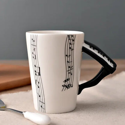 Ceramic Guitar-Shaped Musical Note Coffee Mugs
