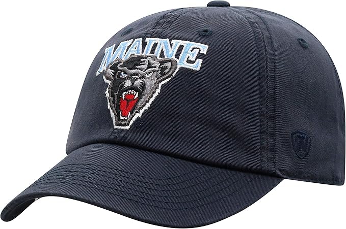 Collegiate Hats - Fitted Caps Adjustable Hats and Snapbacks Available (Adjustable Hat Maine Logo Navy)