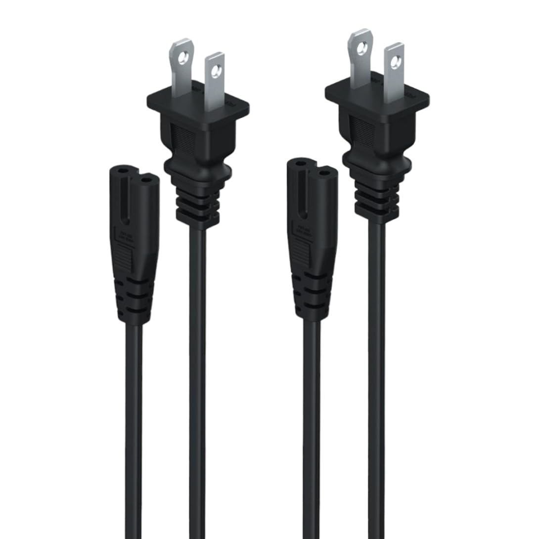 PEGLY Universal 6ft AC Power Cord for Playstation 4 Playstation 5 Xbox One and Xbox Series X (Pack of Two Cable)