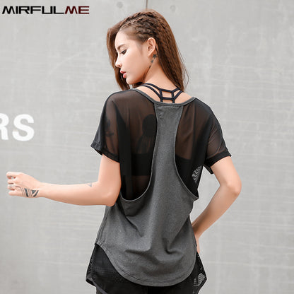 Summer Women's Mesh Patchwork Fitness Running T-shirts