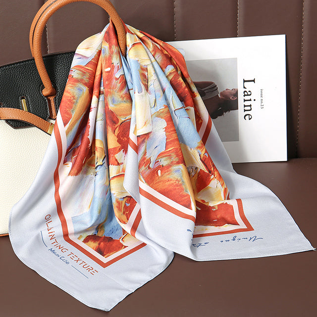 Luxury Silk Satin Scarves for Women - 70x70 cm Square