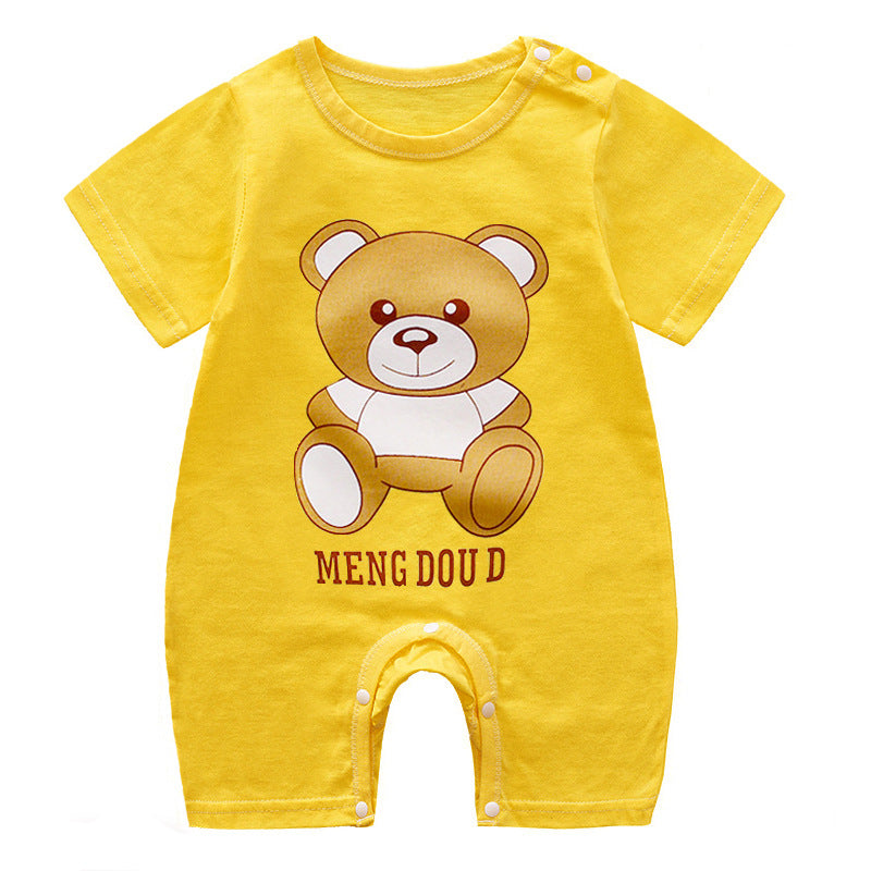 Cute Cartoon Printed Short Sleeve Baby Bodysuits