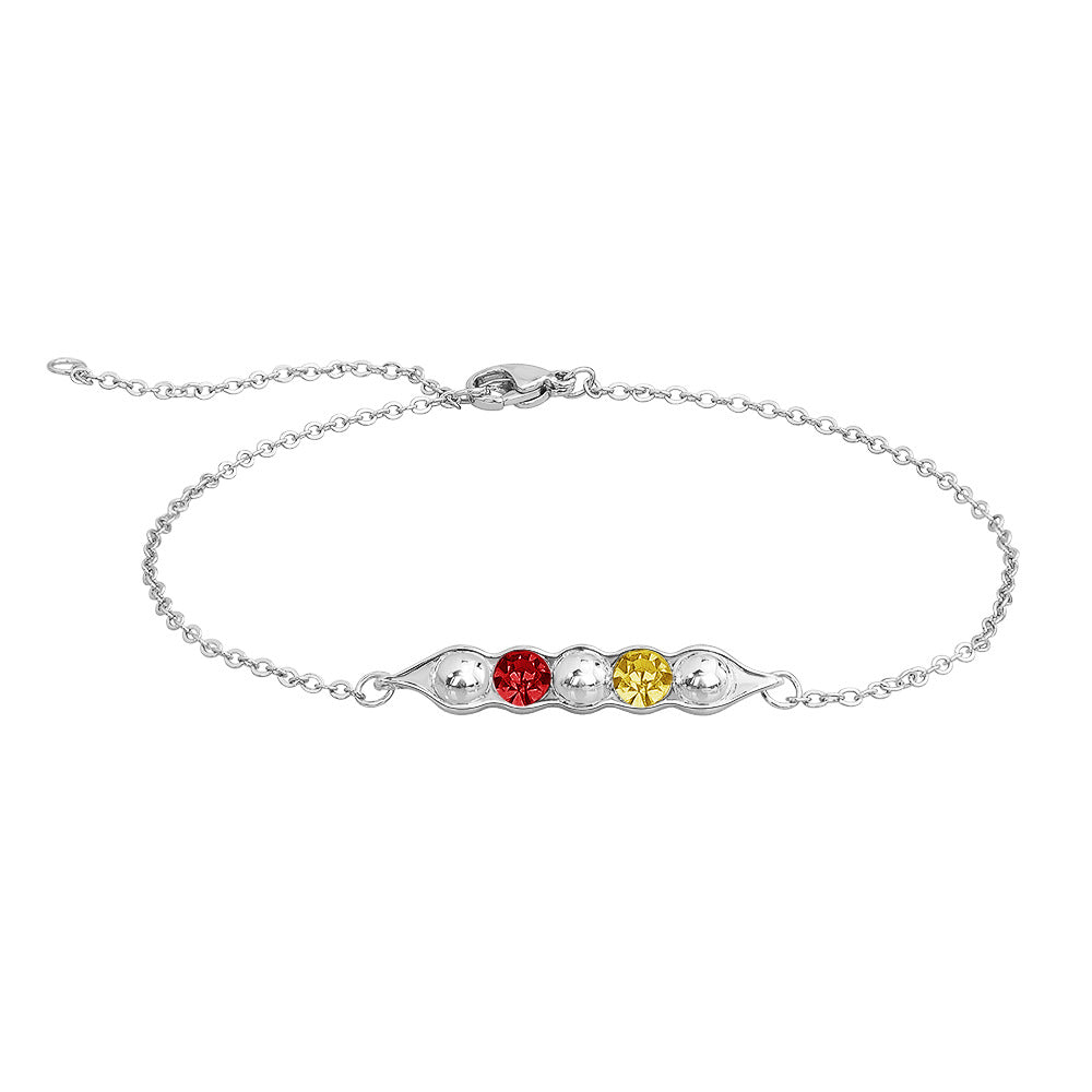Fashion Pea Pod Birthstone Bracelet with Diamonds