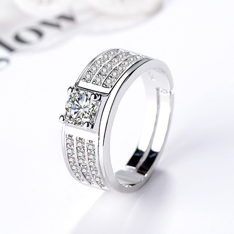 Fashionable Men's Moissanite Ring with Diamonds