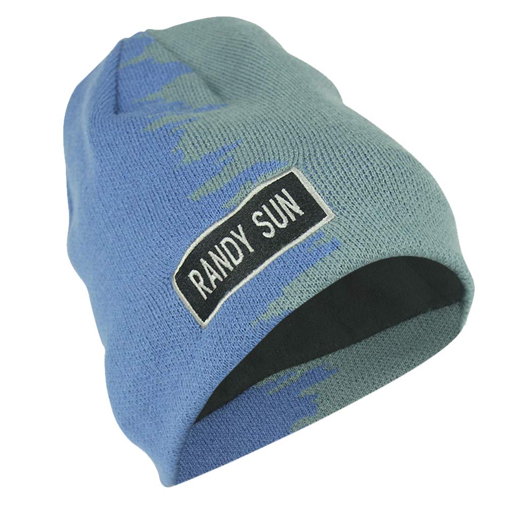 RANDY SUN Waterproof Winter Sports Fleece Thermal Winter Hat Stylish Unisex Cap Casual Beanies Knitted Chic Skull Cap(Grey and Blue Large)