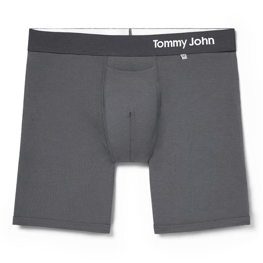 Tommy John Men’s Underwear Cool Cotton underwear Hammock Pouch with Mid-Length 6" Inseam Comfortable Underwear Soft Breathable Waistband Boxer Briefs Quick Dry Iron Grey Medium