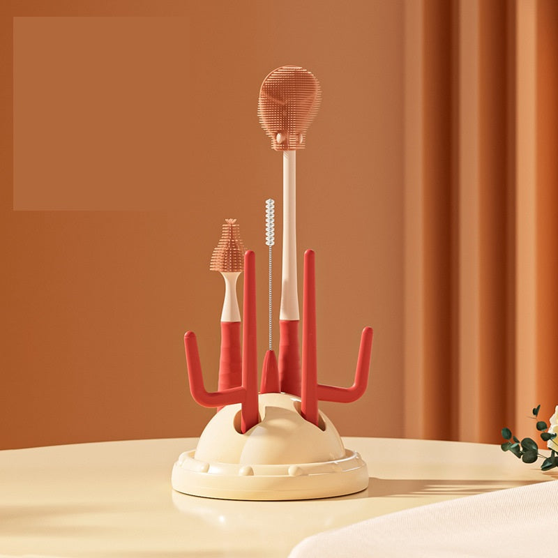 3-in-1 Drain Rack and Brush Set for Baby Bottles