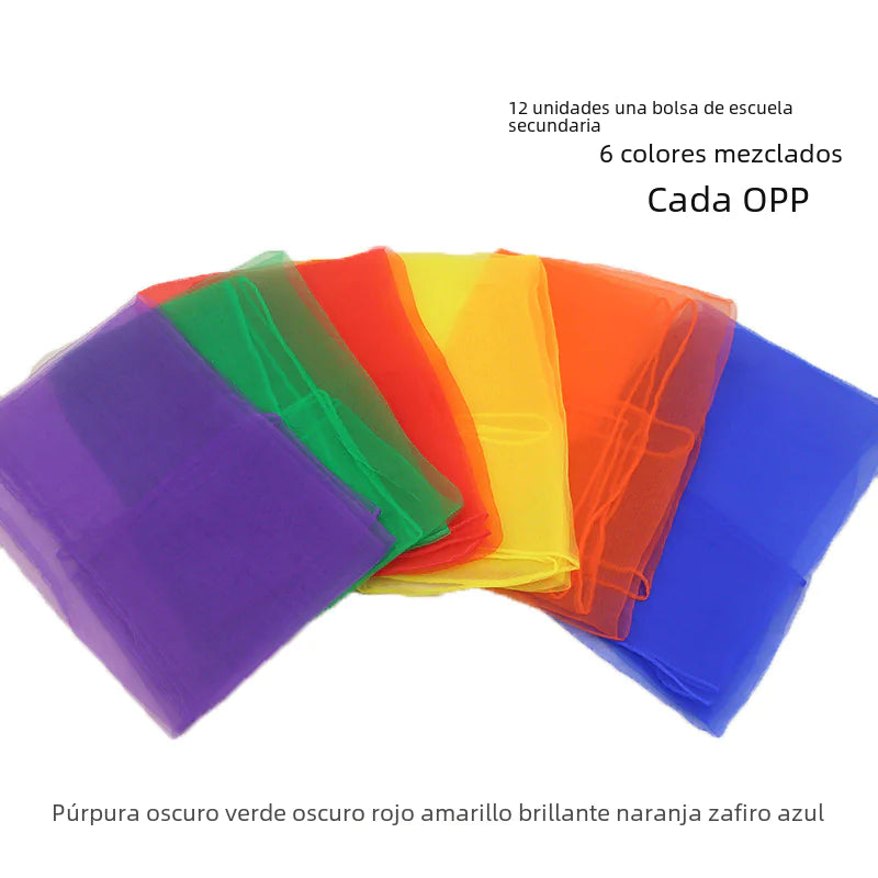 6 Color Dance Performance Silk Scarves for Kids
