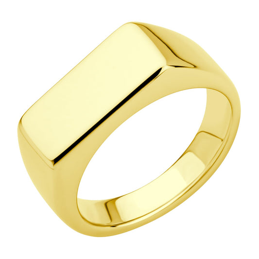 555Jewelry Solid Stainless Steel Rectangle Signet Ring Plain Signet Seal Ring for Men Vintage Rings for Men Pinky Rings for Men Biker Ring for Men Gold US Size 8