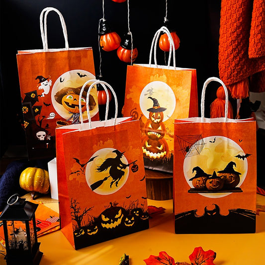4pcs Pumpkin Candy Tote Bags for Holiday Parties