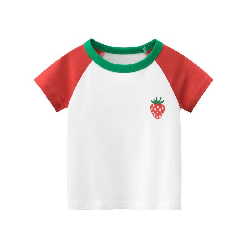 Cotton Baby Girl Round Neck Western Style T-shirt