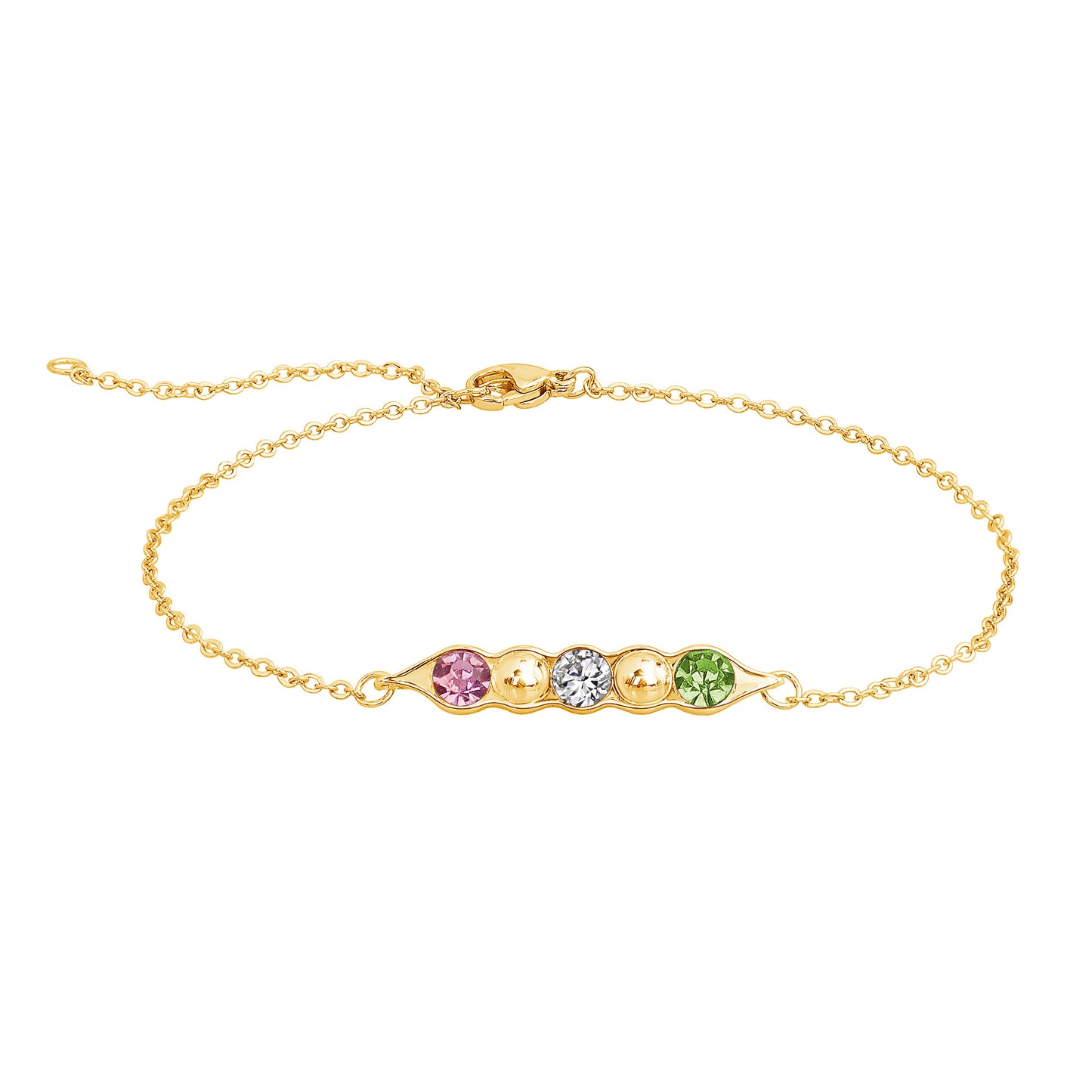 Fashion Pea Pod Birthstone Bracelet with Diamonds
