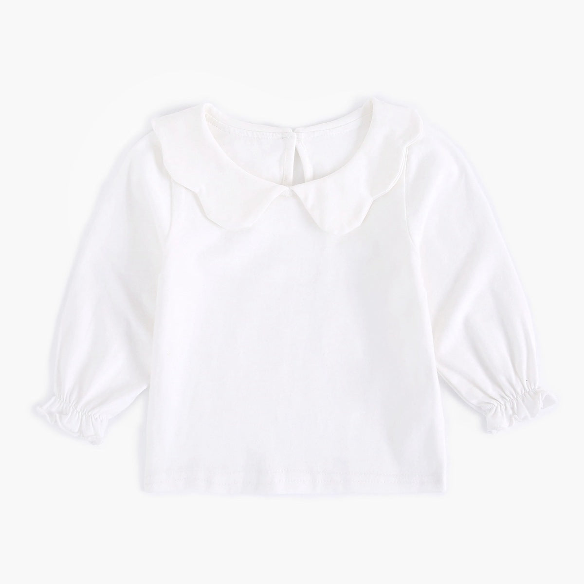 Baby Cotton Long Sleeve T-Shirt with Petal Collar