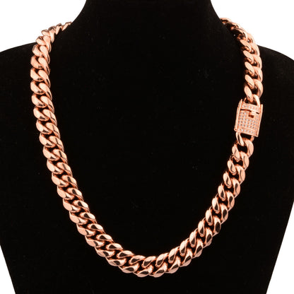 Men's Titanium Steel Necklace in Rose Gold Finish