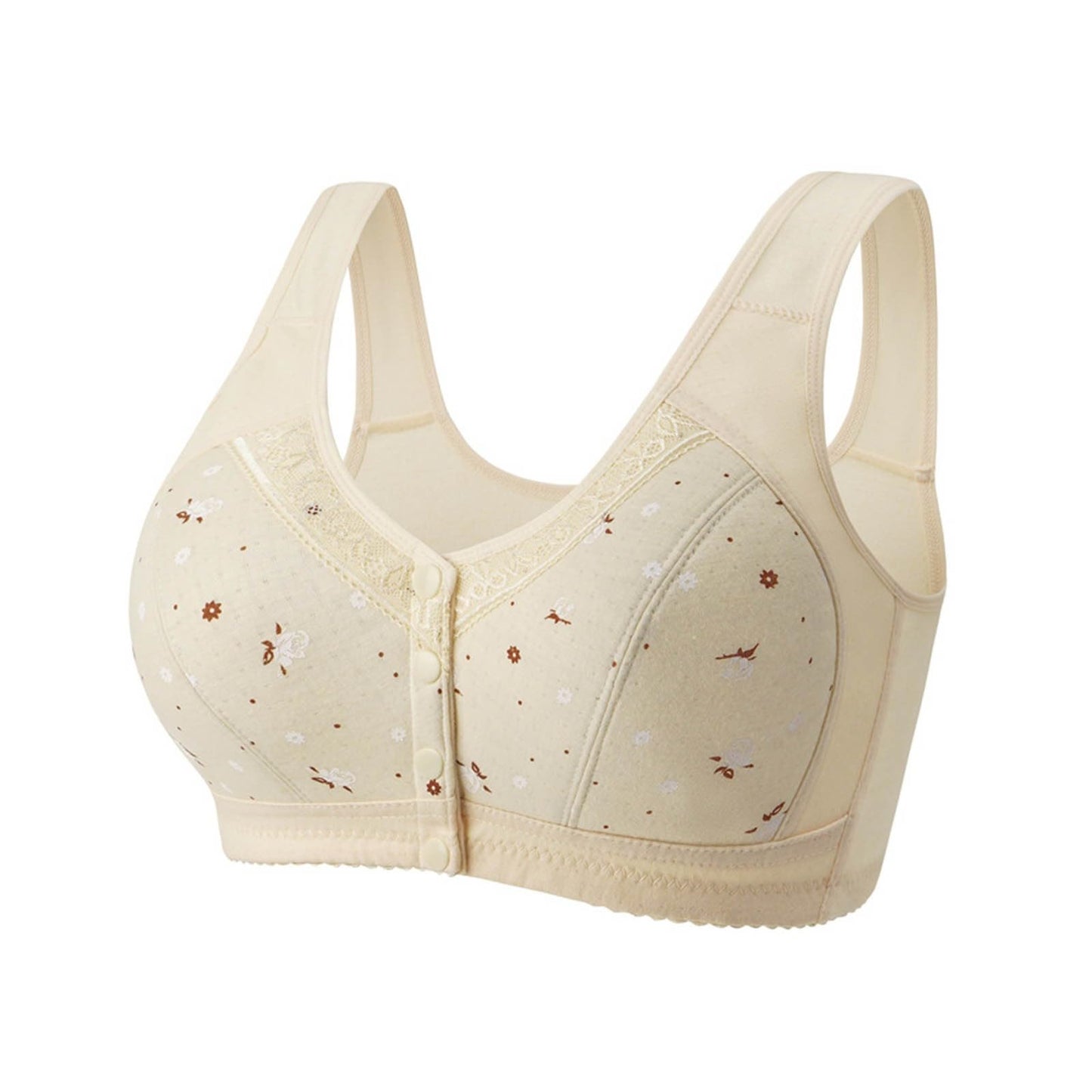 Gaexia Daily Deals Daisy Bras for Older Women Front Closure Comfortable Bra for Seniors Comfort Bras for Elderly No Wire Bras Yellow-10 40