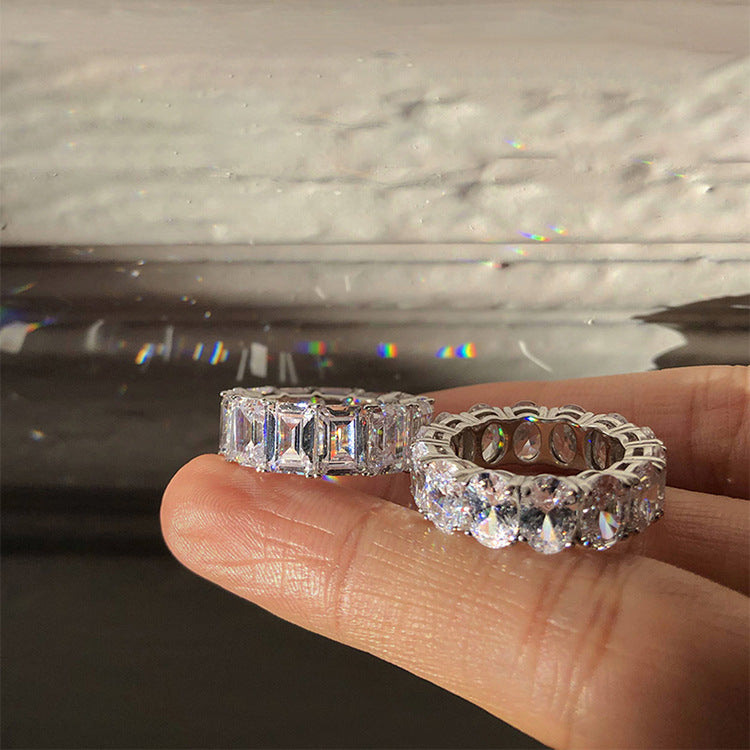 Large Gemstone Ring with Sparkling Diamonds