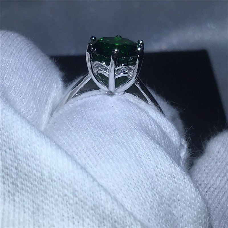 Green Zircon Ring with Diamonds