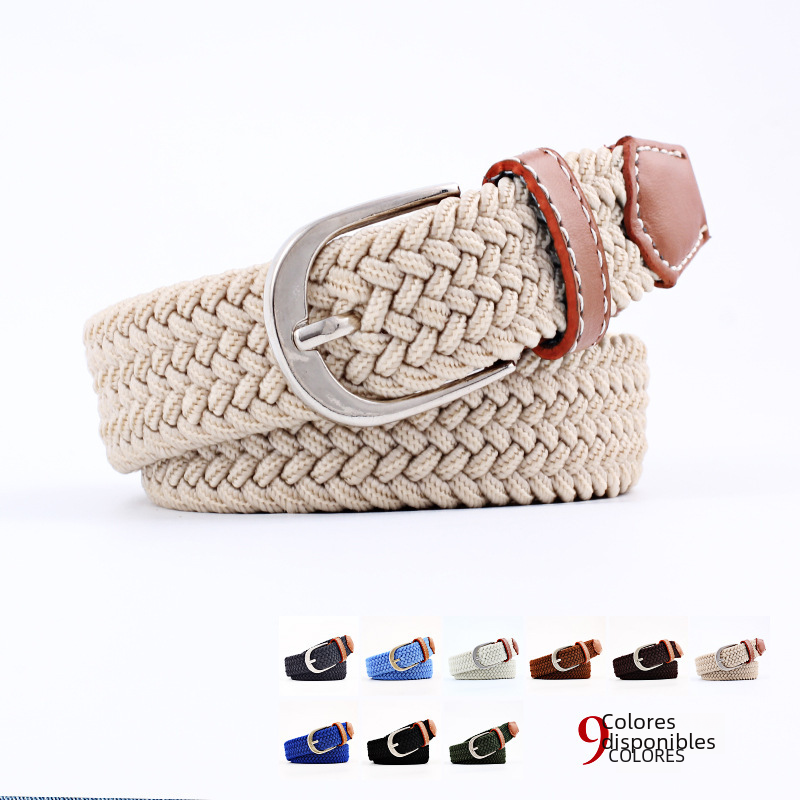 Unisex Canvas Belt - Elastic Woven Waist Belt for Students