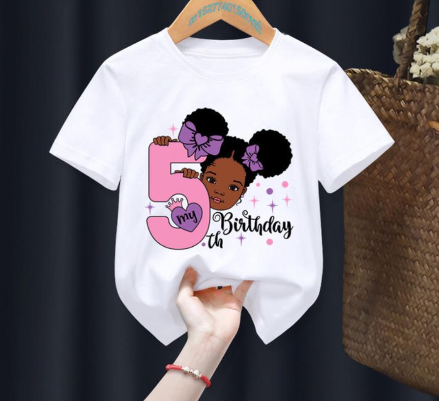 Princess Birthday Digital Print Girls' T-Shirts