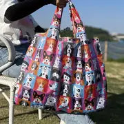 Reusable Cartoon Grocery Tote Bags - Large Capacity (1pc)