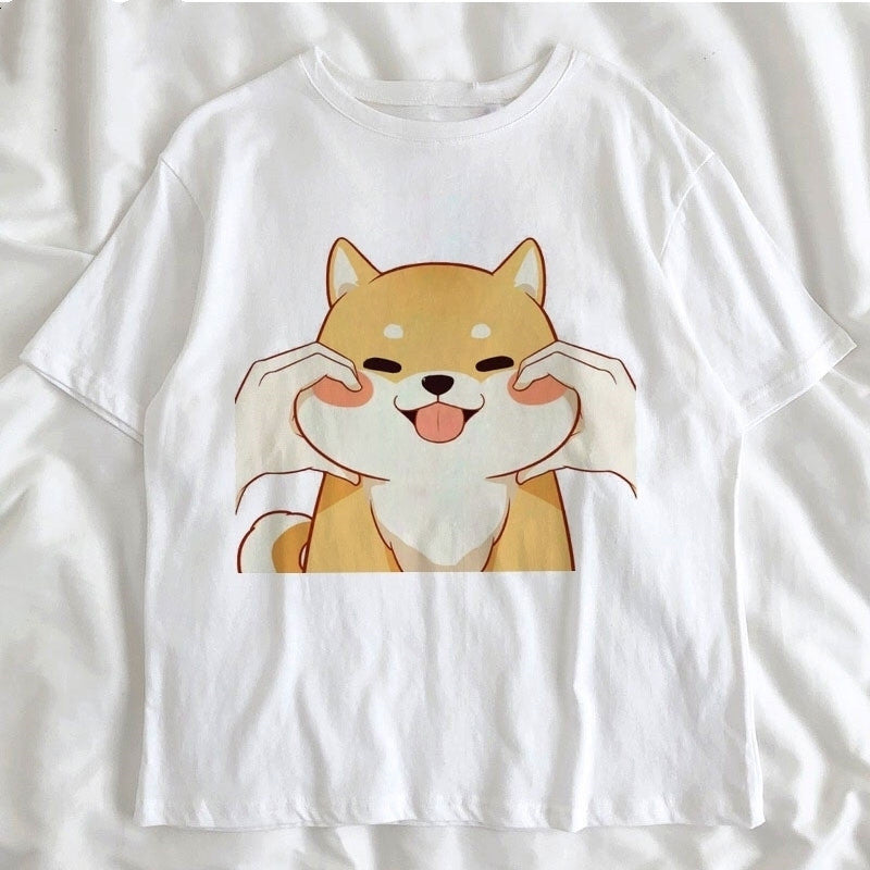 Cute Shiba Inu Couple T-Shirts for Students (Unisex)