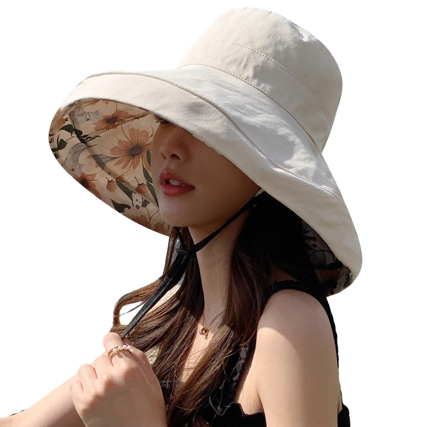 HUAMULAN Wide Brim Women Summer Sun Floppy Hat Beach Bucket Hats Reversible Foldable Fishing Travel UV Protection Lady Hats