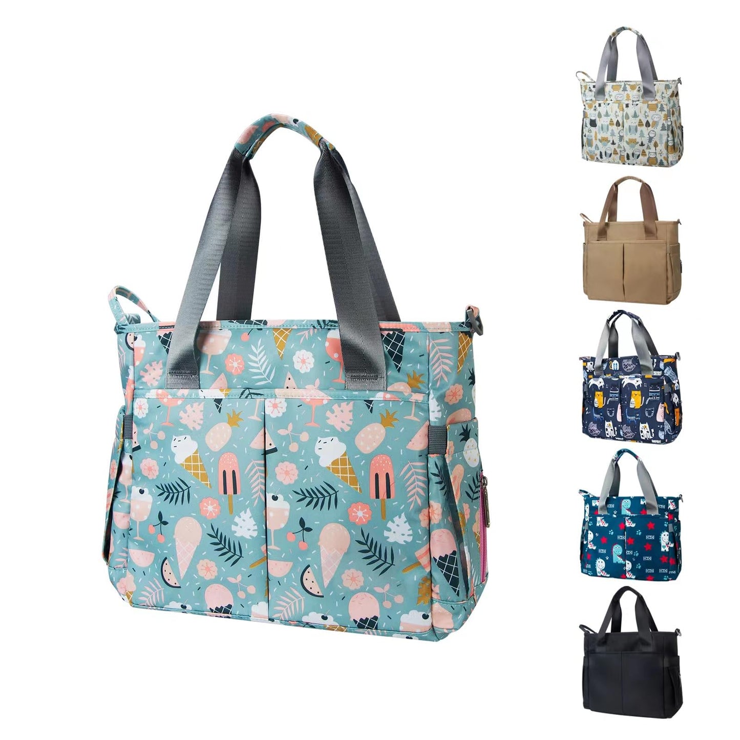 PHEBEN Diaper Bag Tote Satchel Waterproof Messenger Diaper Bags for Mom and Dad Multifunction Large Travel Tote Bags (Cartoon Dessert)